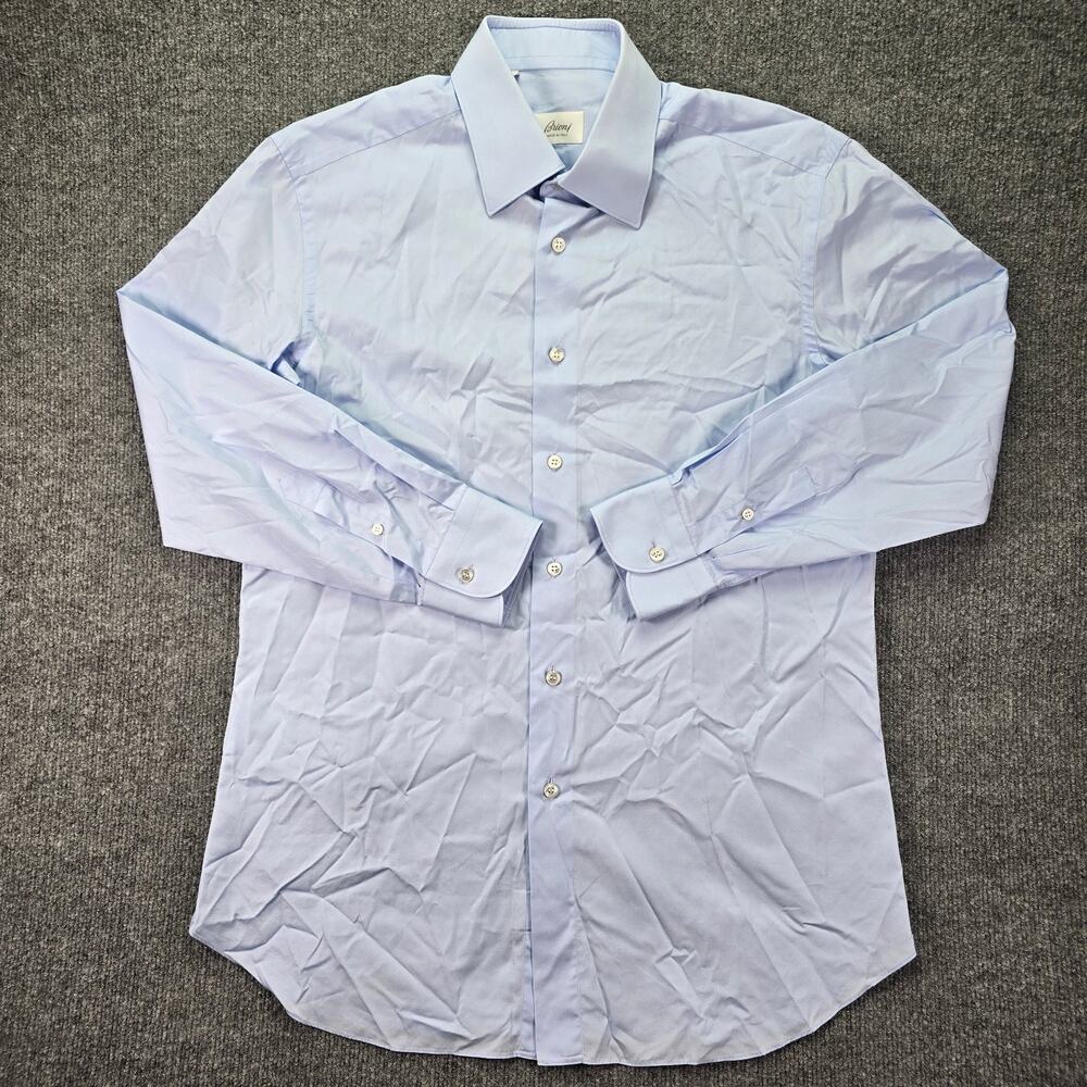 Brioni Dress Shirt Mens 16 41 Solid Light Blue Made in Italy Button Down Cotton